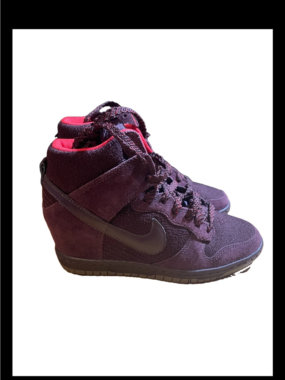 Nike Dunk Hidden Wedge Sky Hi Heel Shoe High Sneakers Size US 5 Maroon 644877-60